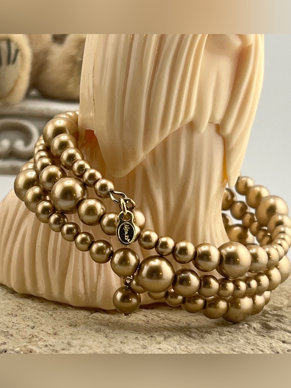 Vintage Monet (80’s) Faux Champagne Pearl Bracelet